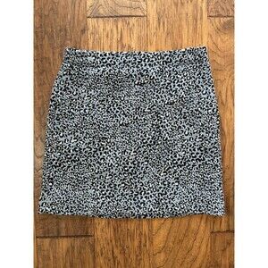 LOFT Leopard baby blue Print Structured Shift Mini Skirt-Size 4